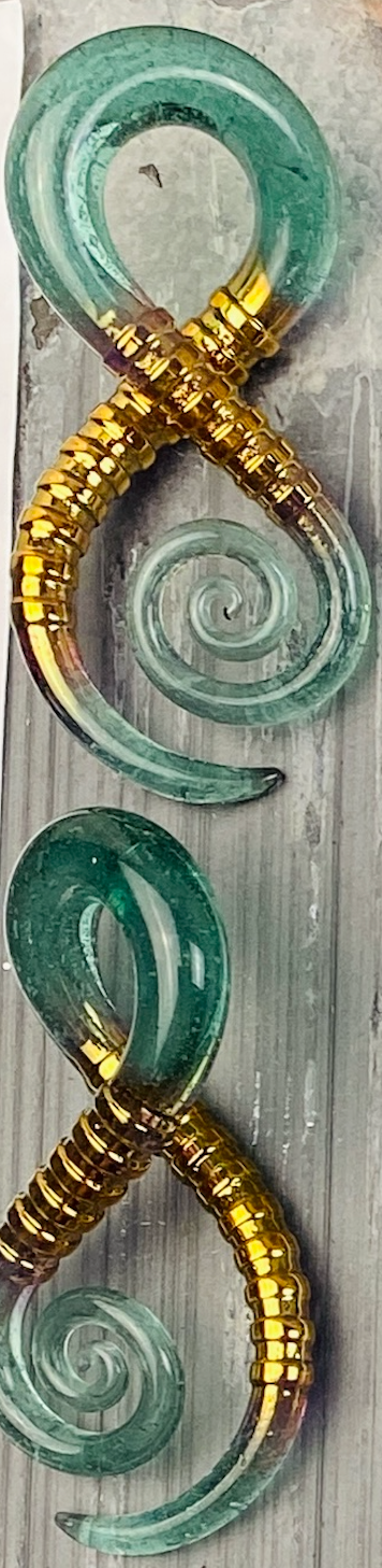 Gold Carved Aquamarine Bobtail Squids by GlassHearts Studio