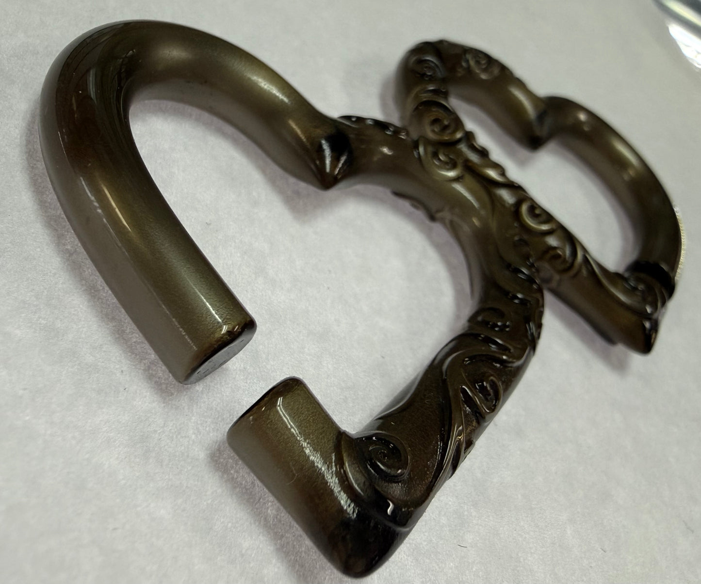 Carved Electrum Glass Small Hearts by GlassHearts Studio