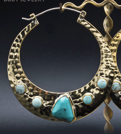 Natural Turquoise in Brass