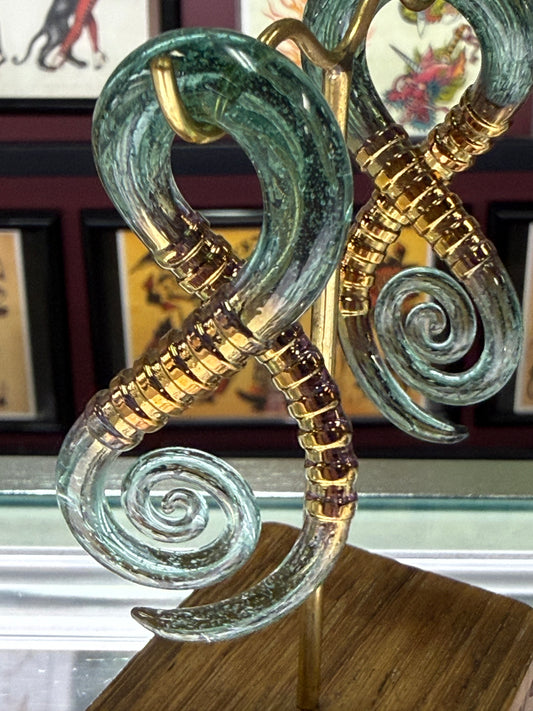 Gold Carved Aquamarine Bobtail Squids by GlassHearts Studio