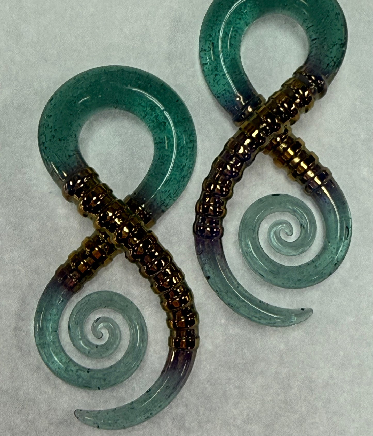 Gold Carved Aquamarine Bobtail Squids by GlassHearts Studio