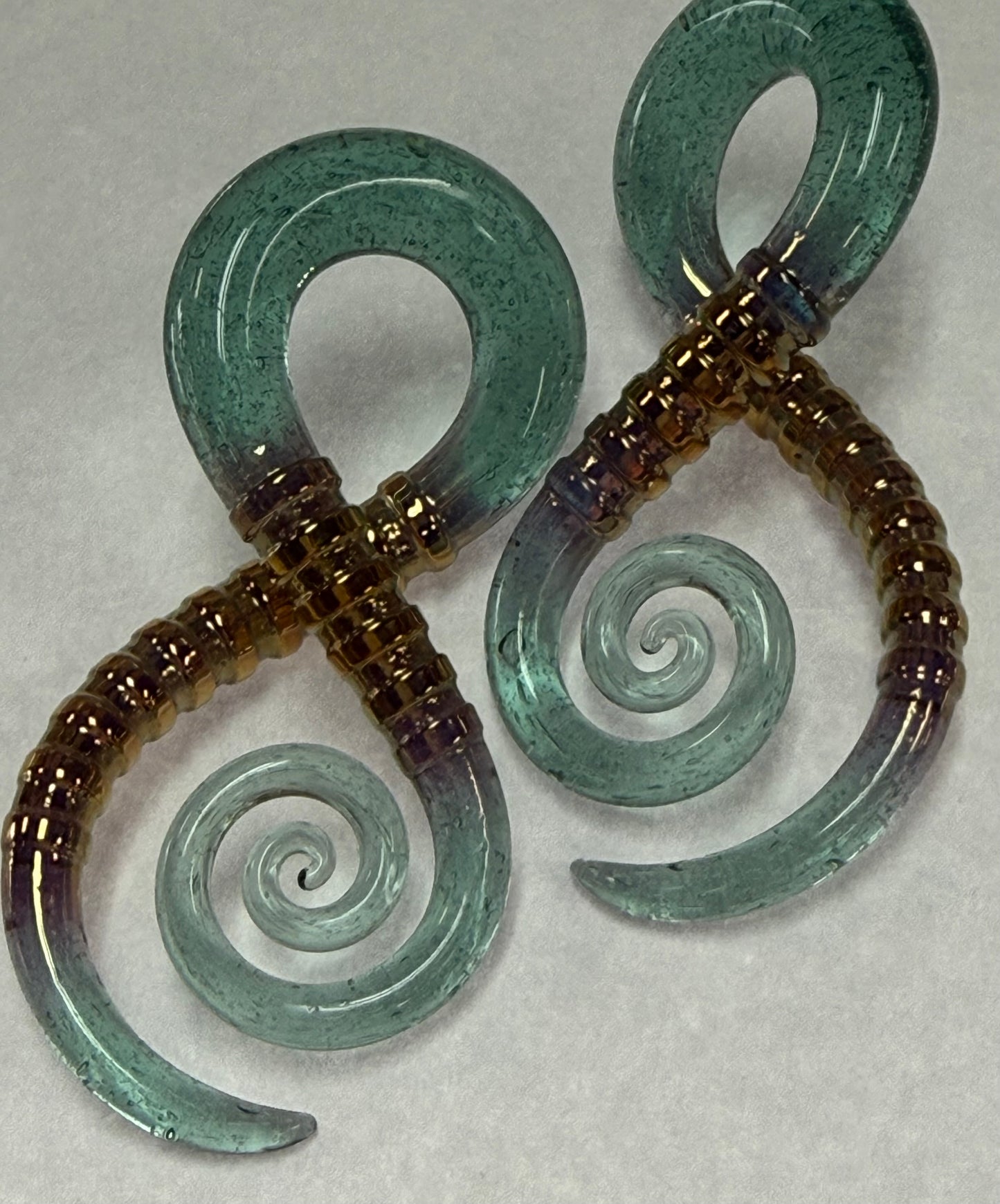 Gold Carved Aquamarine Bobtail Squids by GlassHearts Studio