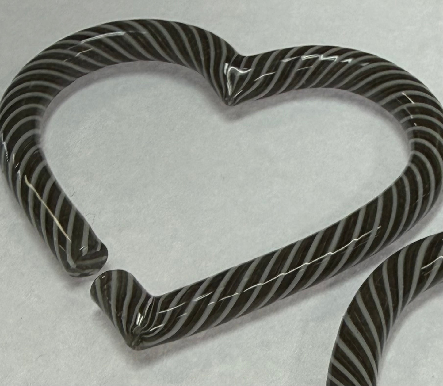 Grey and White Twist Hearts by GlassHearts Studio