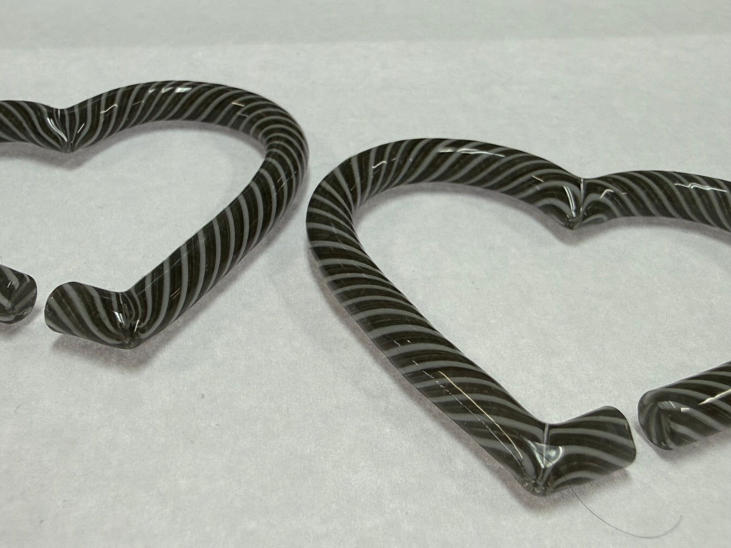 Grey and White Twist Hearts by GlassHearts Studio