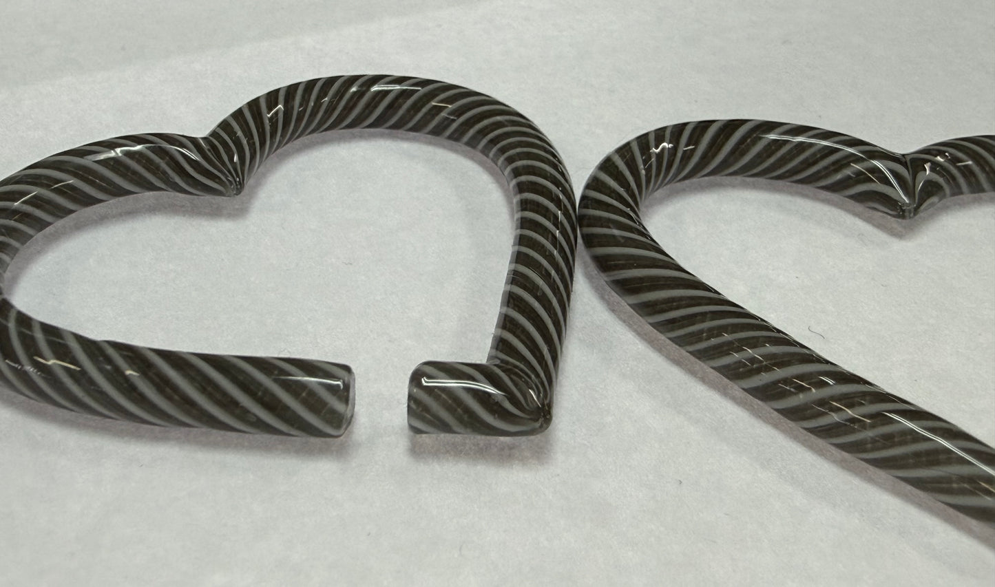 Grey and White Twist Hearts by GlassHearts Studio