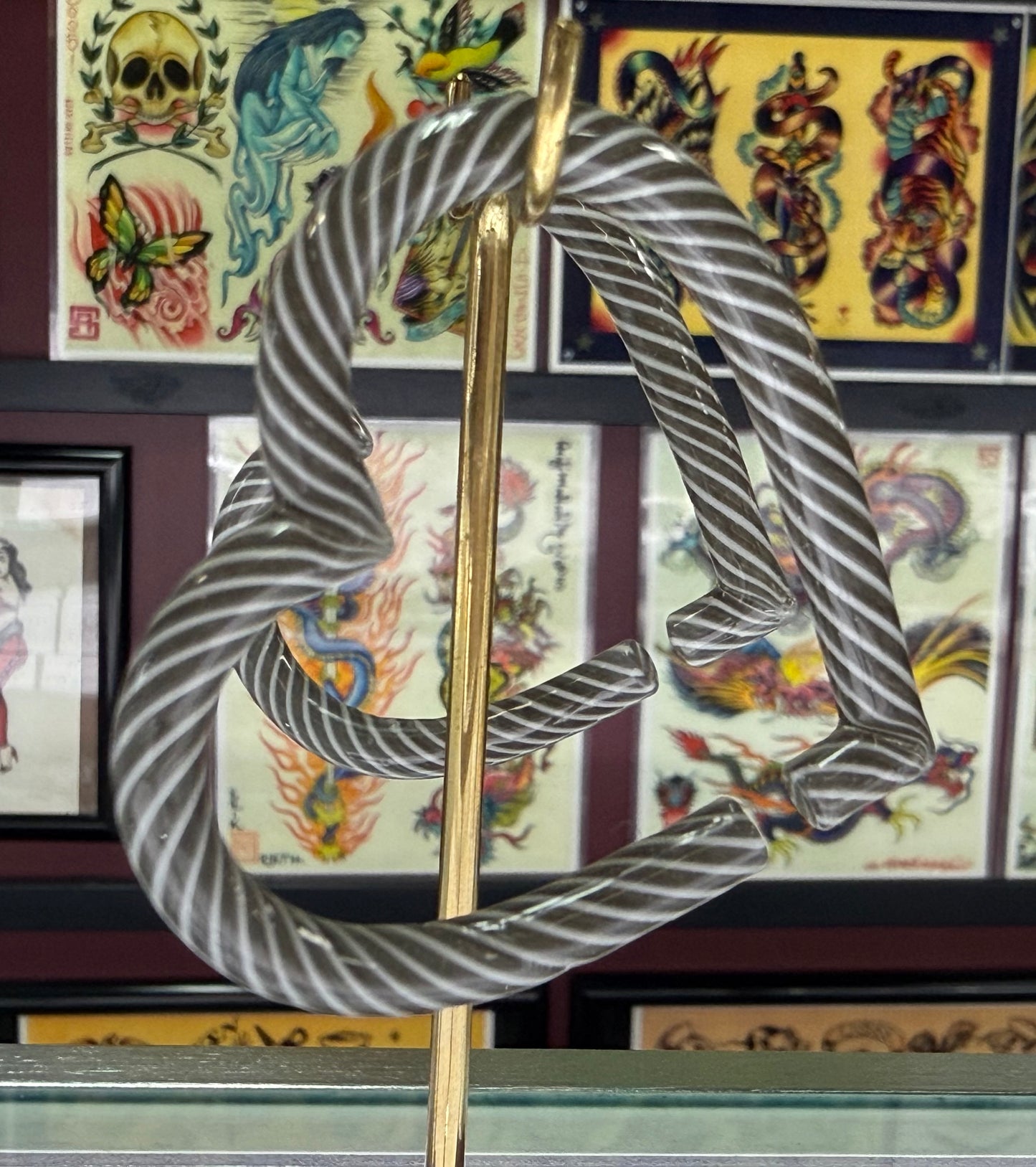 Grey and White Twist Hearts by GlassHearts Studio