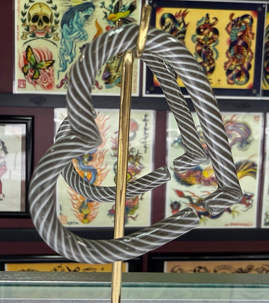 Grey and White Twist Hearts by GlassHearts Studio