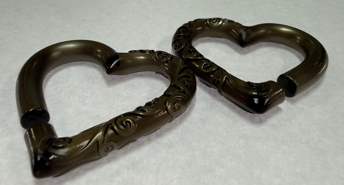 Carved Electrum Glass Small Hearts by GlassHearts Studio
