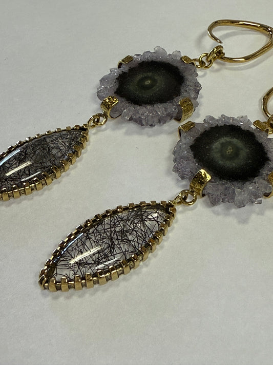 Stalactite & Tourmalated Quartz Ear Weights from Diablo Jewelry