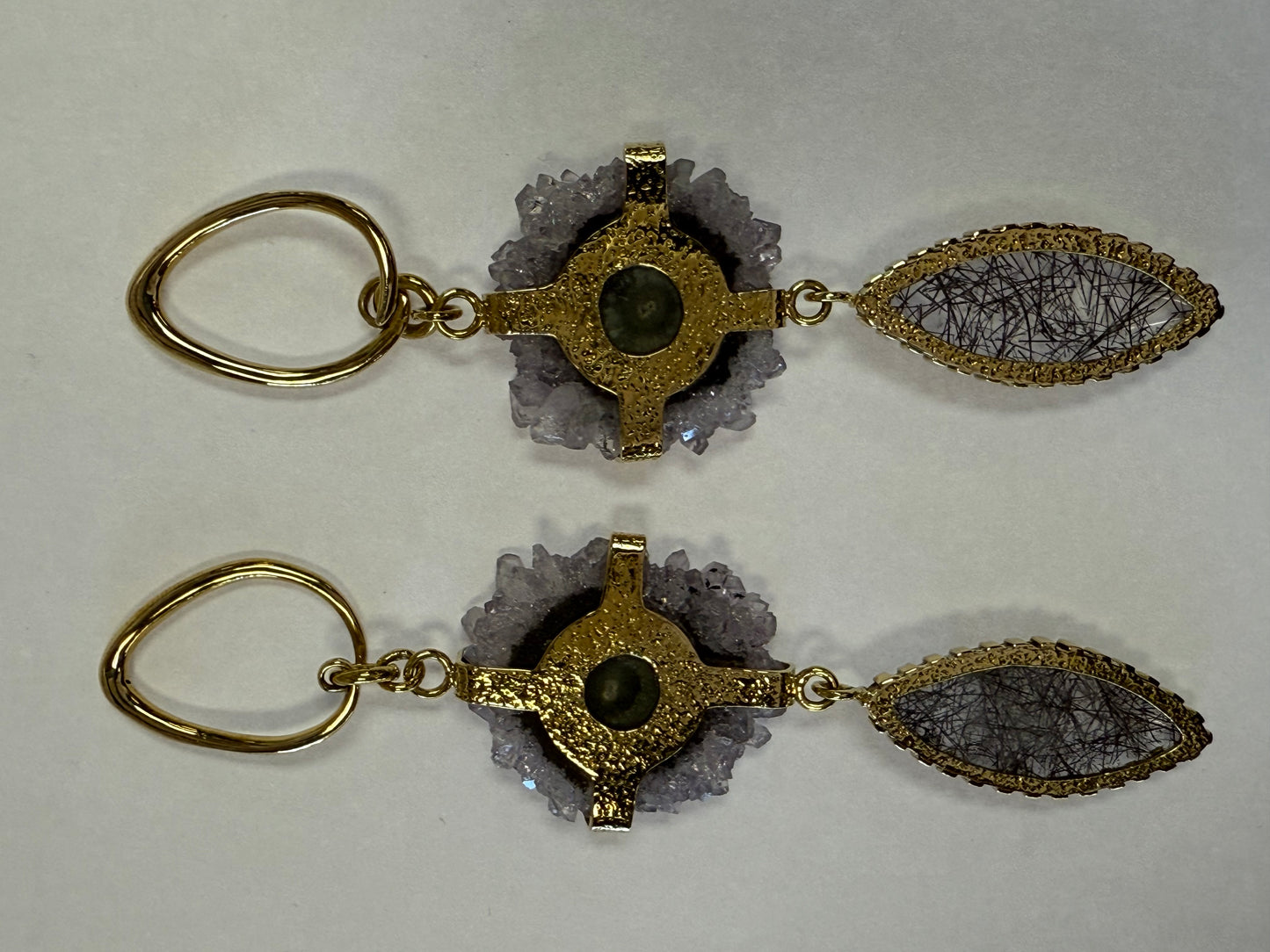 Stalactite & Tourmalated Quartz Ear Weights from Diablo Jewelry