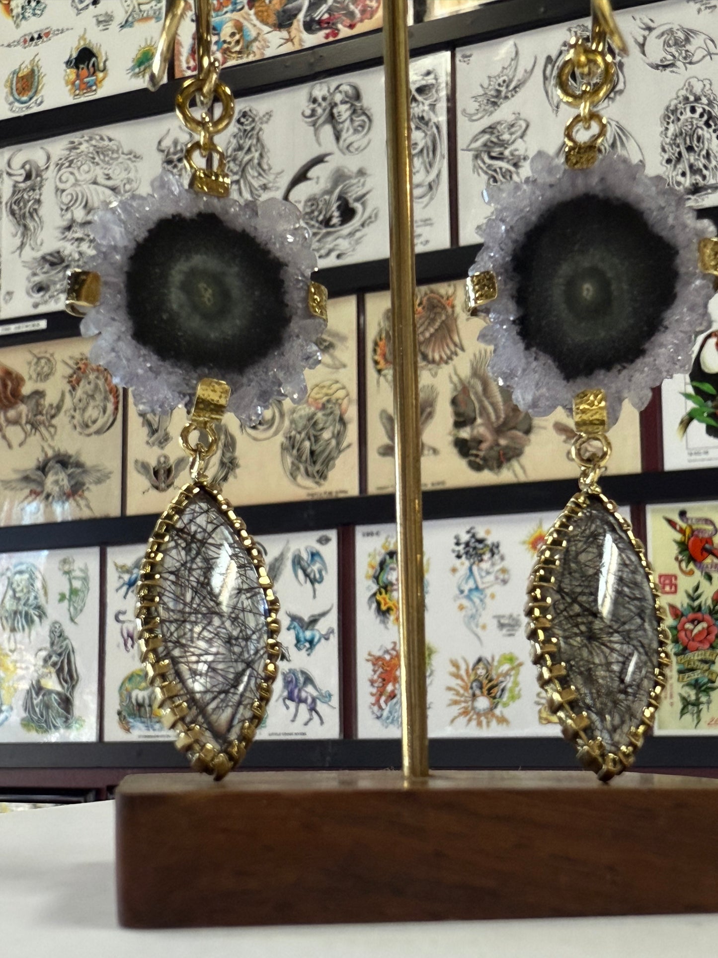 Stalactite & Tourmalated Quartz Ear Weights from Diablo Jewelry
