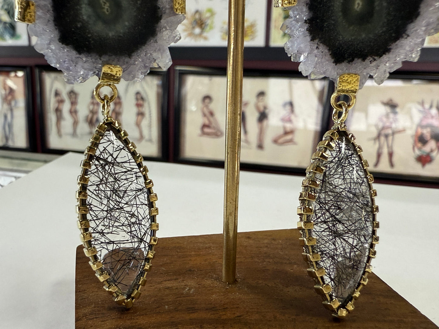 Stalactite & Tourmalated Quartz Ear Weights from Diablo Jewelry